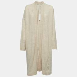 Zadig & Voltaire Beige Wool Blend Knit Ripped Style Long Cardigan M/L