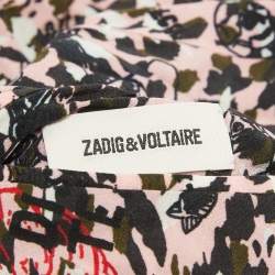 Zadig & Voltaire Pink/Black Printed Crepe Reversible Billy Leo Jacket M
