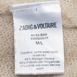 Zadig & Voltaire Beige Wool Blend Knit Ripped Style Long Cardigan M/L