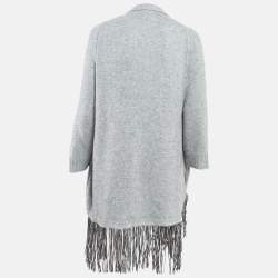 Zadig & Voltaire Delux Grey Cashmere Knit Open Front Fringed Cardigan XS/S