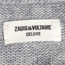 Zadig & Voltaire Delux Grey Cashmere Knit Open Front Fringed Cardigan XS/S