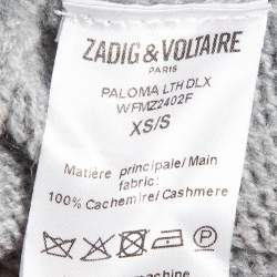 Zadig & Voltaire Delux Grey Cashmere Knit Open Front Fringed Cardigan XS/S
