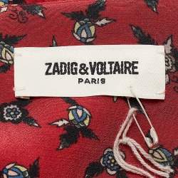 Pre Owned Zadig & Voltaire Red Floral Print Crepe Remus Liberty Mini Dress L