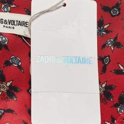 Pre Owned Zadig & Voltaire Red Floral Print Crepe Remus Liberty Mini Dress L