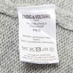 Zadig & Voltaire Delux Grey Cashmere Knit Open Front Fringed Cardigan XS/S