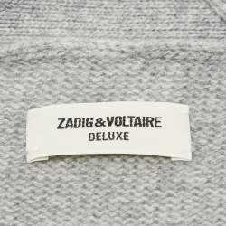 Zadig & Voltaire Delux Grey Cashmere Knit Open Front Fringed Cardigan XS/S