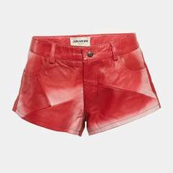 Zadig & Voltaire Red Leather Saya Patch Shorts M