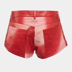 Zadig & Voltaire Red Leather Saya Patch Shorts M