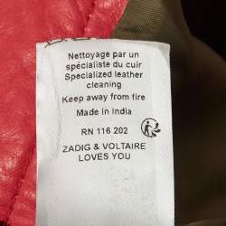 Zadig & Voltaire Red Leather Saya Patch Shorts M
