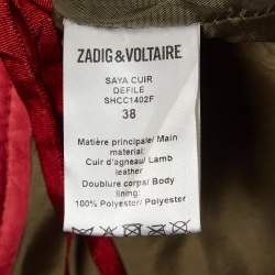 Zadig & Voltaire Red Leather Saya Patch Shorts M