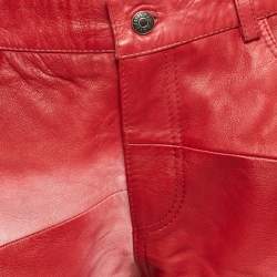 Zadig & Voltaire Red Leather Saya Patch Shorts M