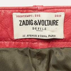 Zadig & Voltaire Red Leather Saya Patch Shorts M