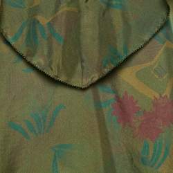 Pre Owned Zadig & Voltaire Green Teen Jungle Print Silk Ruffled Top L