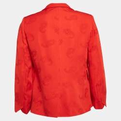 Zadig & Voltaire Red Paisley Jacquard Open Front Verys Jacket S