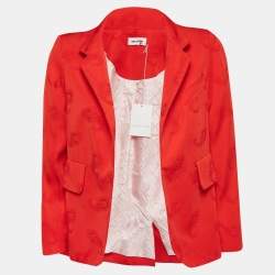 Zadig & Voltaire Red Paisley Jacquard Open Front Verys Jacket S