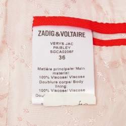 Zadig & Voltaire Red Paisley Jacquard Open Front Verys Jacket S