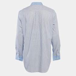 Zadig & Voltaire Blue Stripe Cotton Button Front Shirt L