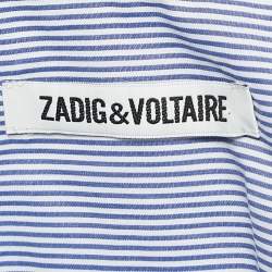 Zadig & Voltaire Blue Stripe Cotton Button Front Shirt L