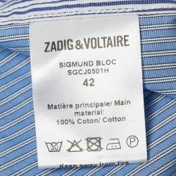 Zadig & Voltaire Blue Stripe Cotton Button Front Shirt L