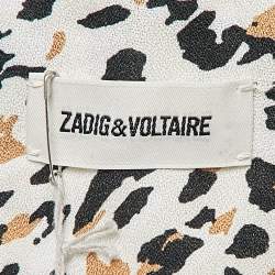 Pre Owned Zadig & Voltaire Brown Leopard Print Crepe Tradi Shirt S
