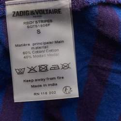 Pre Owned Zadig & Voltaire Blue/Purple Striped Jersey Regy T-Shirt S
