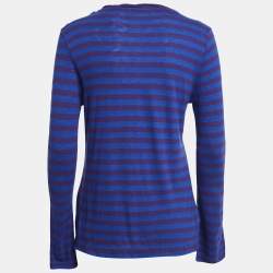 Pre Owned Zadig & Voltaire Blue/Purple Striped Jersey Regy T-Shirt S