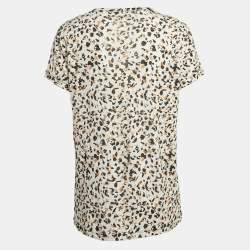 Pre Owned Zadig & Voltaire Beige Leopard Print Linen Jersey Oversized T-Shirt L