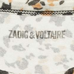 Pre Owned Zadig & Voltaire Beige Leopard Print Linen Jersey Oversized T-Shirt L