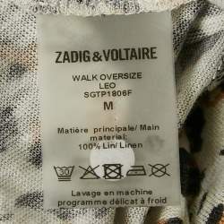 Pre Owned Zadig & Voltaire Beige Leopard Print Linen Jersey Oversized T-Shirt L