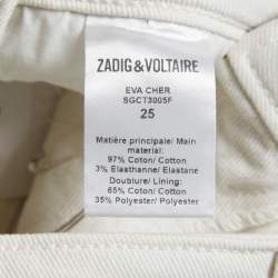 Zadig & Voltaire White Denim Skinny Eva Cher Jeans S Waist 25"