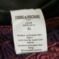 Zadig & Voltaire Black Leather Zip Detail Louis Jacket XL