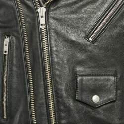 Zadig & Voltaire Black Leather Zip Detail Louis Jacket XL