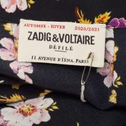 مملوكة مسبقًا Zadig & Voltaire Black Floral Print Silk Pleated Button Front Maxi Dress S