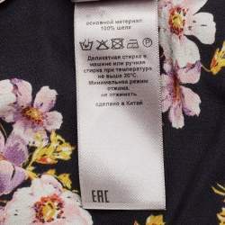 مملوكة مسبقًا Zadig & Voltaire Black Floral Print Silk Pleated Button Front Maxi Dress S