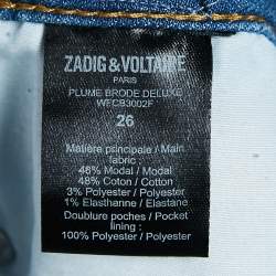 Zadig & Voltaire Deluxe Blue Embroidered Denim Plume Brode Jeans S Waist 26"
