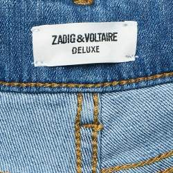 Zadig & Voltaire Deluxe Blue Embroidered Denim Plume Brode Jeans S Waist 26"