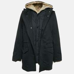 Pre Owned Zadig & Voltaire Black Cotton and Fur Hooded Kinian Deluxe  Jacket S
