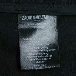 Pre Owned Zadig & Voltaire Black Cotton and Fur Hooded Kinian Deluxe  Jacket S
