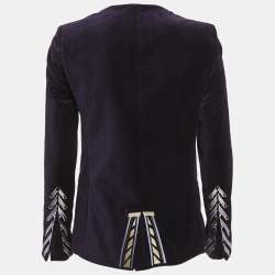 Pre Owned Zadig & Voltaire Dark Purple Embroidered Velvet Vadim Blazer M