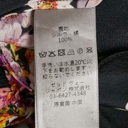 Pre Owned Zadig & Voltaire Black Floral Print Silk Pleated Rabbi Peonies Show Short Dress L