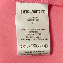 Zadig & Voltaire Pink Lace Trim Silk Camisole Top XS