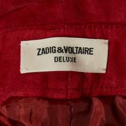 Zadig & Voltaire Red Suede Fringed Play Frange Trousers M