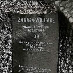 Zadig & Voltaire Grey Pharell Python Print Cotton Skinny Pants M