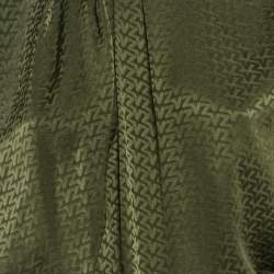Zadig & Voltaire Green Logo Jacquard Silk Asymmetric Tie-Up Detail Midi Dress M