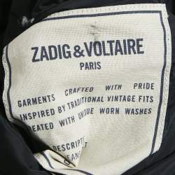 Zadig & Voltaire Black/Green Printed Fur Trim Nylon Reversible Kitch Jacket M