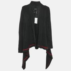 Zadig & Voltaire  Black Rib Knit Open Front Cambi Cardigan One Size 