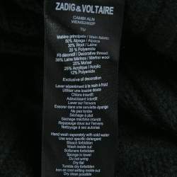 Zadig & Voltaire  Black Rib Knit Open Front Cambi Cardigan One Size 