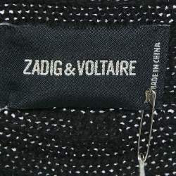 Zadig & Voltaire  Black Rib Knit Open Front Cambi Cardigan One Size 