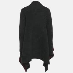 Zadig & Voltaire  Black Rib Knit Open Front Cambi Cardigan One Size 