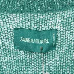 Zadig & Voltaire Green Mohair Wool Belted Romy Long Cardigan M/L
